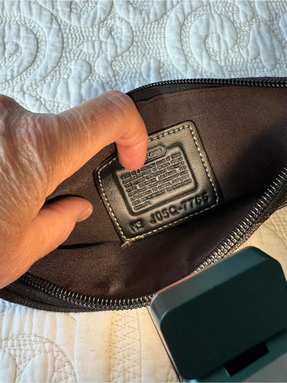 Coach Dark Brown Signature Canvas Wristlet Clutch